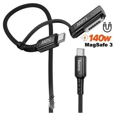 Kабел Hoco U142 2in1 USB C во USB C Mag3, 240W, 1.8m, црн