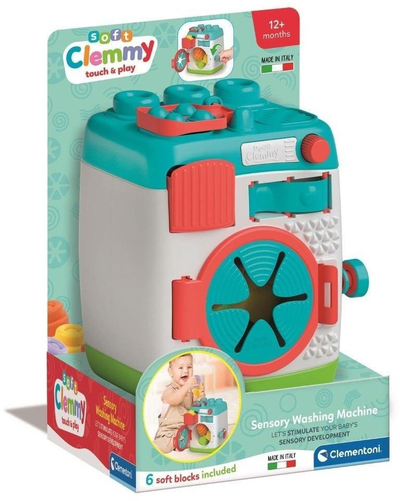 Lodër lavatriçe Clementoni Washing Machine, me 5 kuba të butë Clemmy, me shumë ngjyra