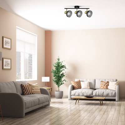 Llambë tavani spot Activejet LISA Triple, 3xE14 40W, metal, e zezë me ari