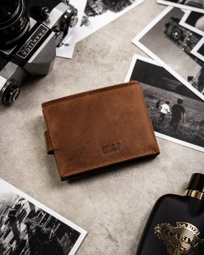 Set portofol dhe varëse çelësash Peterson Leather For Him, lëkurë natyrale, RFID Blocking, kognak