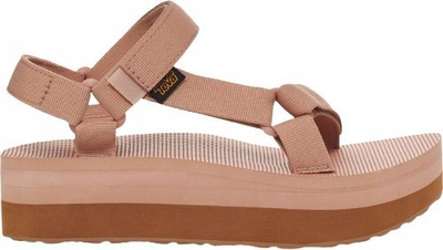 Sandale Teva Flatform Universal për goca, me platformë të lartë, me rripa prej materiali tekstil, bezhë