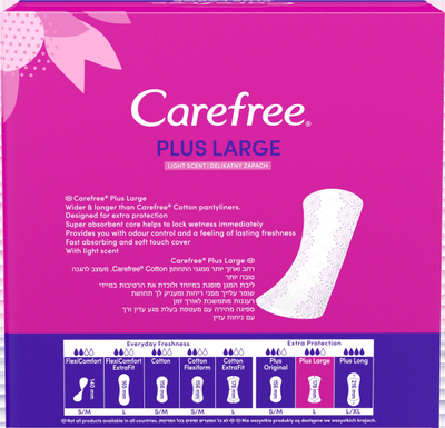 Peceta higjienike Carefree Plus Large Unscented, përditshme, 64 copë, të bardha