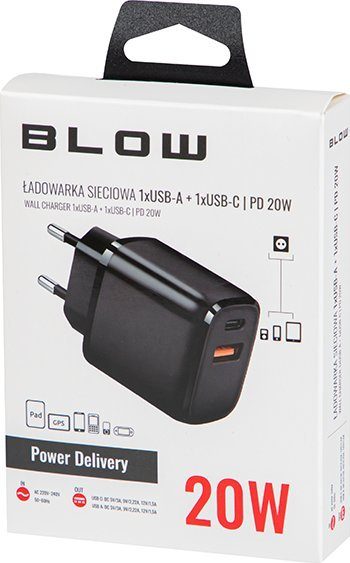 Karikues muri Blow 76-019, 20W, USB-A USB-C, i zi