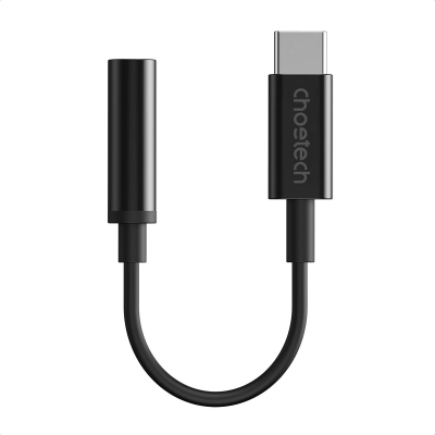 Adapter audio Choetech AUX003, USB-C në 3.5 mm, i zi