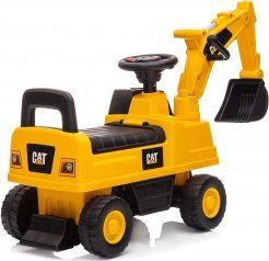 Lodër ekskavator ride-on Milly Mally Cat Digger, me timon dhe tinguj, e verdhë