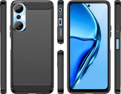 Mbrojtëse telefoni Hurtel Carbon Case për Infinix Hot 20, silikon i butë, efekt karboni, e zezë