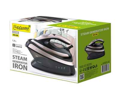 Hekur me avull Maestro MR-320C, 2400W, depozitë 1.5L, shollë qeramike, i zi rozë gold