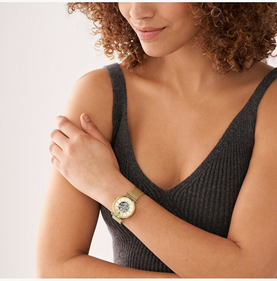 Orë dore për femra Fossil Carlie Automatic ME3250, e artë