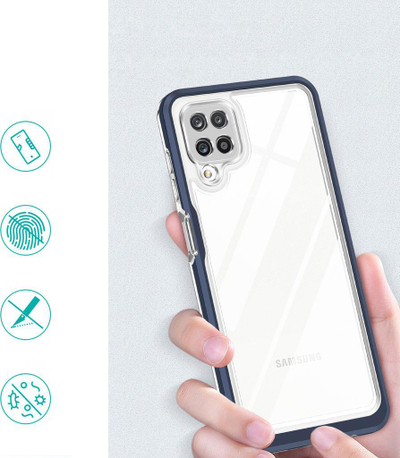 Këllëf telefoni Hurtel Clear 3in1 për Samsung Galaxy A12 5G, xhel, me kornizë, blu