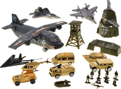 Set lojrash me ushtarë Special Forces Military Base, aeroplan transportues, makina dhe figura, shumëngjyrësh