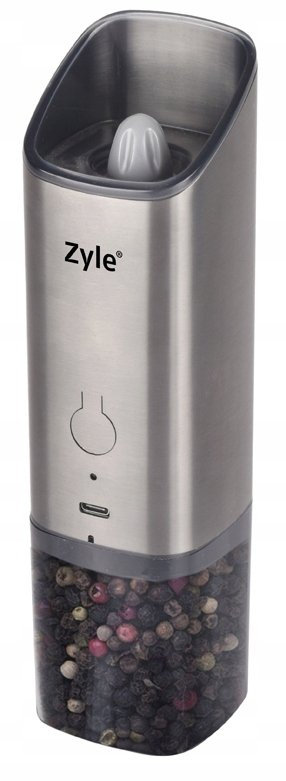 Mulli elektrik për erëza Zyle ZY9703GR, i rikarikueshëm USB C, për kripë dhe piper, argjendi