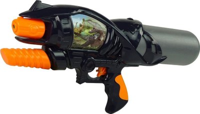 Pistolete me uj Leantoys Water Gun Garden Rifle, 1100 ml, dinosaurusha, e zezë gri portokalli