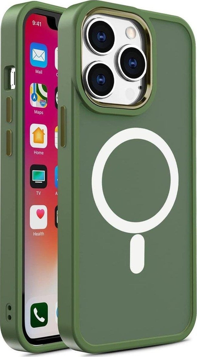 Këllëf mbrojtës Hurtel Armored për iPhone 14 Plus, MagSafe, mat, i gjelbër