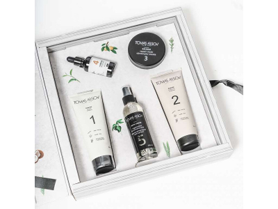 Set për flokë Tomas Arsov Hairbarium Bonfire, shampo 250 ml + balsam 250 ml + maskë 100 ml + vaj marula 50 ml + lëng me keratinë 200 ml