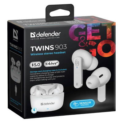 Kufje pa tela Defender Twins 903, Bluetooth, me kuti karikimi
