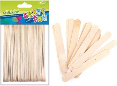 Shkopinj druri për dekor Craft with Fun W004, set me 60 copë, ngjyrë natyrale
