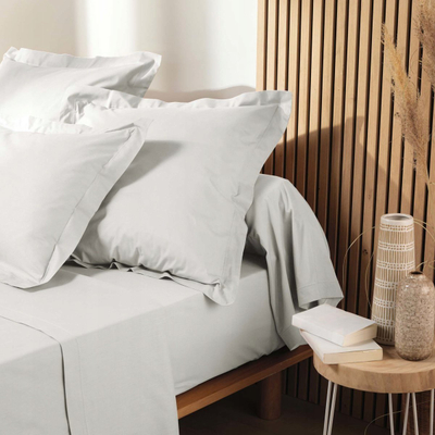 Çarçaf me lastik Douceur d'intérieur Double Cotton, 160x200 cm, pambuk organik, i bardhë