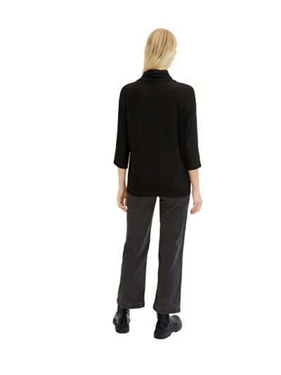 Bluzë Tom Tailor Loose Fit, e zezë