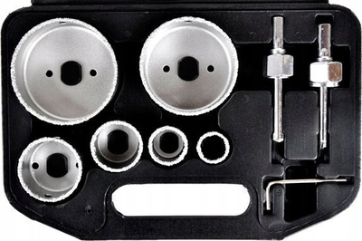Set sharra rrethore tungsten Geko, 22-73mm, 9 copë, argjendtë