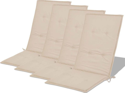 Jastëk karrige VidaXL Highback, set 4 copë, poliestër, ngjyrë krem