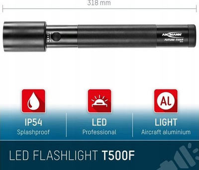 Dritë dore Ansmann Future T500F, LED CREE 3W, rreze 160 m, trup metalik