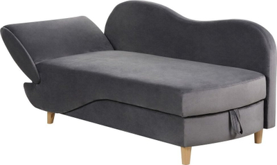 Divan chaise lounge dopio, kadife me vend për rrobat poshtë, shpinore që lëviz, gri e errët