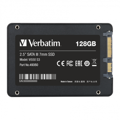 Disk i brendshëm SSD Verbatim Vi550 S3, 2.5\", 128GB, i zi