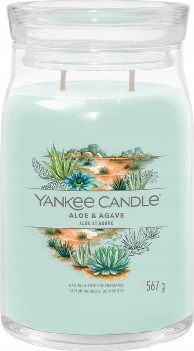 Qiri aromatik Yankee Candle Signature Aloe & Agave Large, 567g, kavanoz qelqi