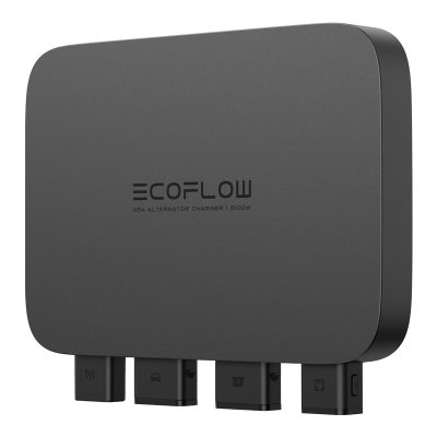 Karikues alternatori EcoFlow EFALTERNATORCHARGER500W-N, 500W, për stacione energjie portabile, i zi