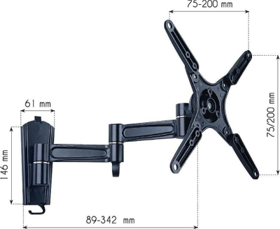 Mbajtëse muri për TV Techly, 13'' 37'', universale, e zezë