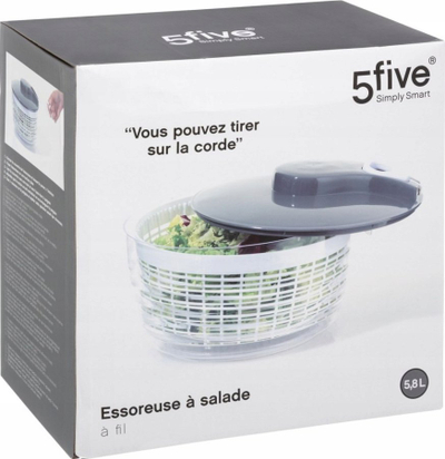 Centrifugë sallate 5five Simple Smart, 5.8L, plastikë, gri