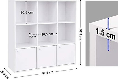 Raft druri Songmics LBC33WT, 9 ndarje, 3 dollapë fundorë, i bardhë