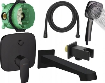 Bateri e fshehtë për vaskë Hansgrohe Talis E 71745670, set dushi, e zezë mat