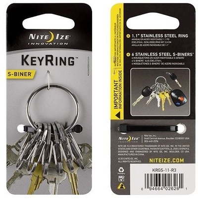 Varëse çelësash Nite Ize KeyRing Plus, çelik inox, 6 karabinerë, argjend