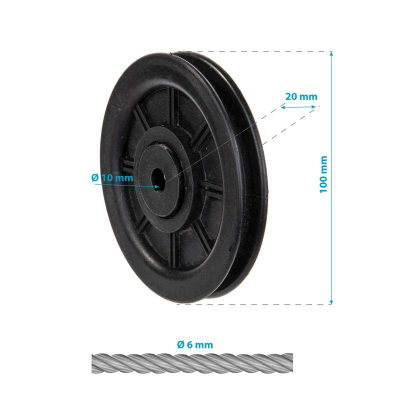 Rrotë kablloje Enero Fit, 100mm, për kabllo 6mm, e zezë