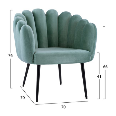 Poltron HomeMarkt Vivien HM8631.07, kadife velour, 70x70x76cm, jeshile fıstık