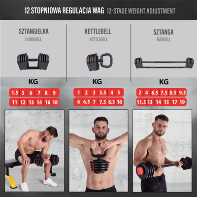 Set palestrë HMS SGR18 PRO, shtangë dhe dy hantela, 43.5kg, i zi