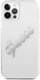 Futrollë Guess GUHCP12MKTRSVSI për iPhone 12 12 Pro 6.1", transparente, Vintage Script, argjendi