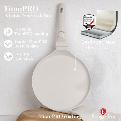 Tigan për palaçinka Berlinger Haus Sahara BH-8055, 25 cm, shtresë titanike, bezhë mate