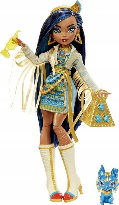 Kukull fashion Monster High Cleo De Nile, me aksesorë, me qen shoqërues