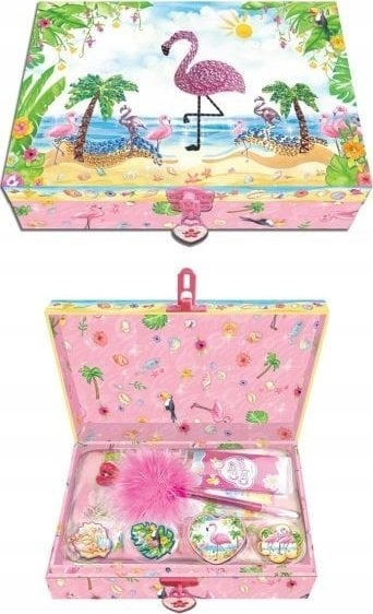 Set shkollor Pecoware Flamingo, ditar me gjëra brenda, për goca, shumëngjyrësh