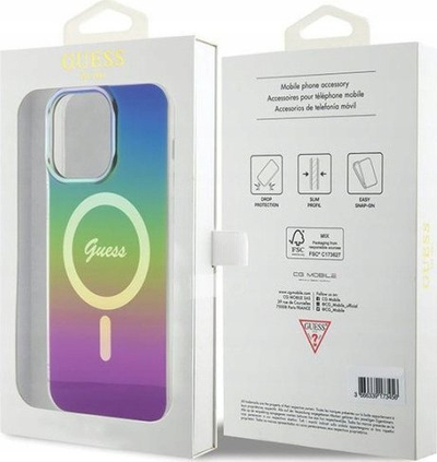 Маса за телефон Guess GUHMP15XHITSK за iPhone 15 Pro Max 6.7", тврда маска, повеќебојна
