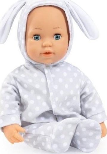 Kukull bebe Anna First Words, 38cm, 24 tinguj, gri me pika të bardha
