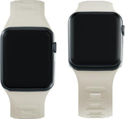 Rrip ore 3mk Silicone për Apple Watch, silikon, 42 45mm, bezhë