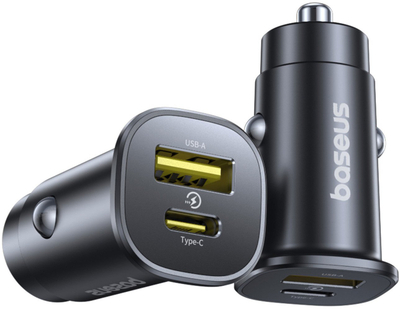 Karikues makine Baseus 30W, USB A dhe USB C, karikim i shpejtë, i zi