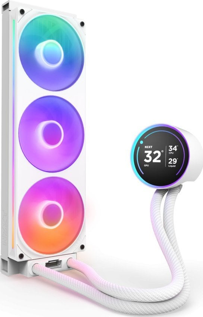 Ладилник за вода за процесор NZXT Kraken Elite 360 RGB, 360 mm, IPS екран 2.72\", бел