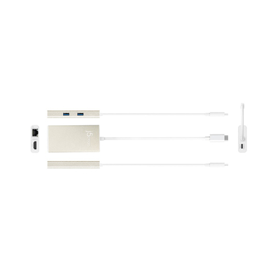 Përshtatës USB-C j5create JCA374-N, 60W, Gigabit Ethernet, 4K, i artë/i bardhë