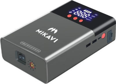 Starter me kompresor ajri Mikavi Enerjump 1, portativ, me ekran digjital, gri e errët