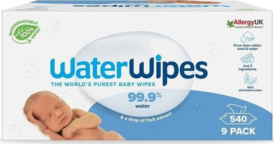 Lecka të lagura WaterWipes Baby, 9 pako x 60 copa, pa aromë