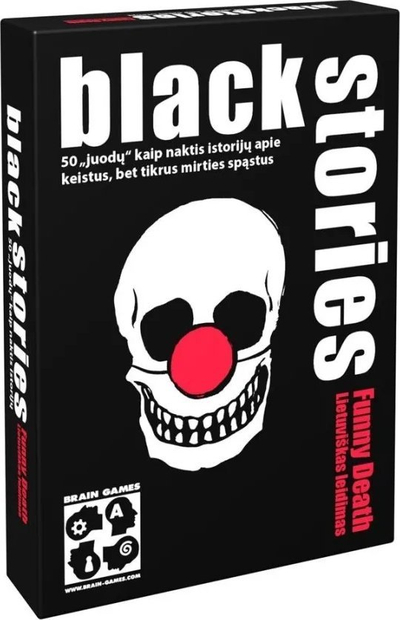 Loj lojrash me letra Brain Games Black Stories Funny Death LT, 50 letra, për të rritur, shumëngjyrëshe